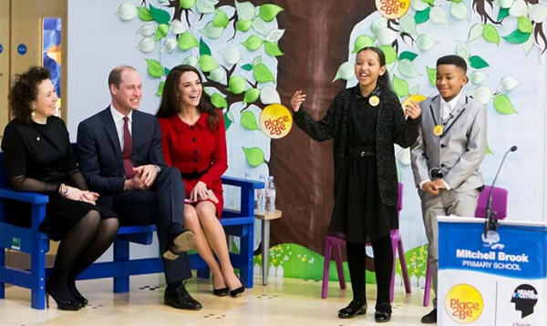 The Duke and Duchess of Cambridge awarding a kindness cup