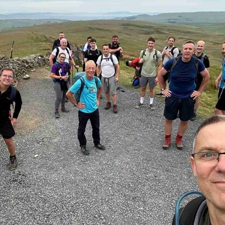 group of people from Henry Boot doing the Yorkshire Three Peaks Challenge