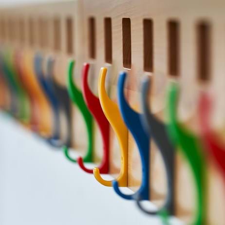 Multicolored coat hooks