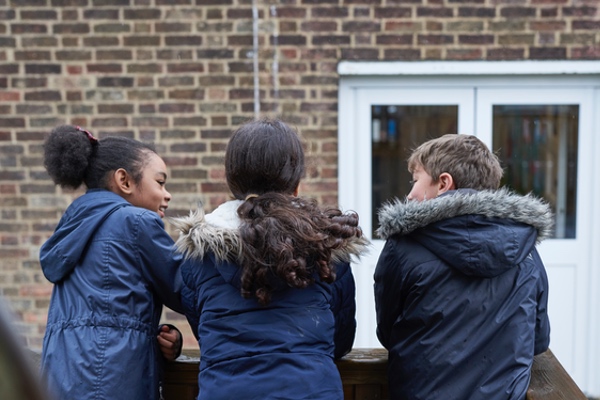 Three children in playground