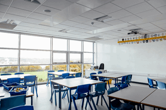 An empty classroom.