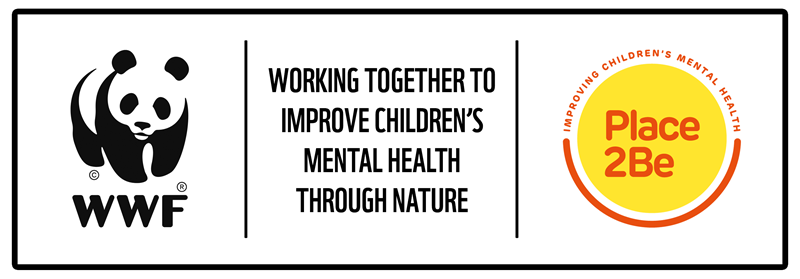 WWF and Place2Be logos: working together to improve children's mental health through nature