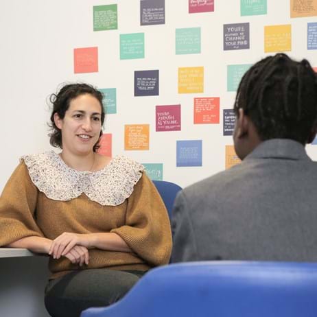 Counselling session of pupil and counsellor talking