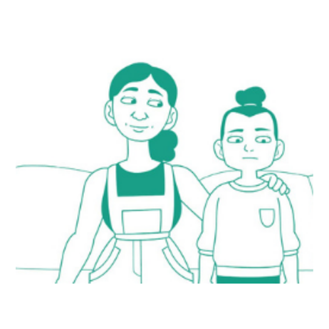 Parenting Smart illustration of woman holding child's shoulder supportively
