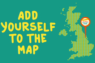 'ADD YOURSELF TO THE MAP' with map of UK, and map pin pointed to the North West of England