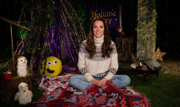 Duchess of Cambridge sitting with toys at CBeebies Bedtime Story