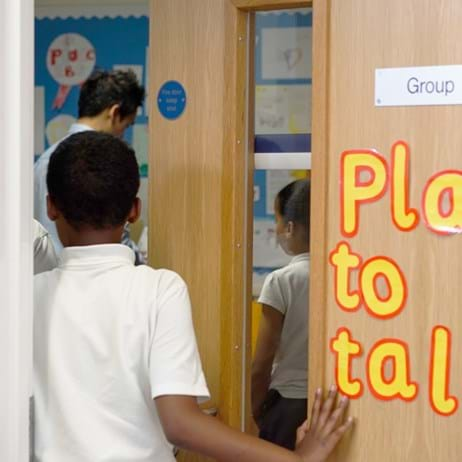 Child walking in to counselling room