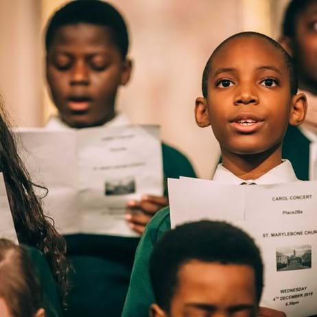 Schoolchildren singing in a choir