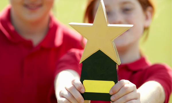 Children with trophy