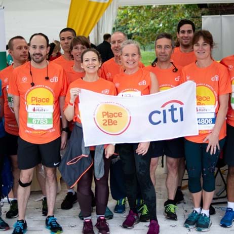 Group shot at Royal Parks Half Marathon with Citi corporate partner of Place2Be