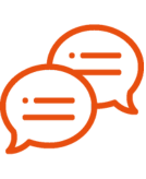 orange illustration of two speech bubbles