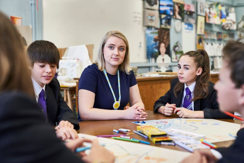 Place2Be counsellor talking with students