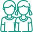 Turquoise illustration of a boy and a girl standing next to each other