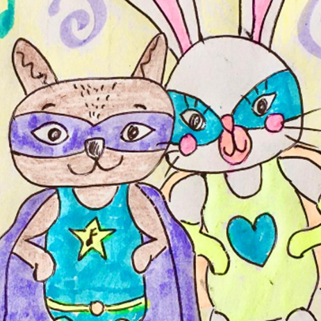 Drawing of superheroes