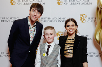 Brandon with Ed Petrie and Lauren Layfield, CBBC presenters