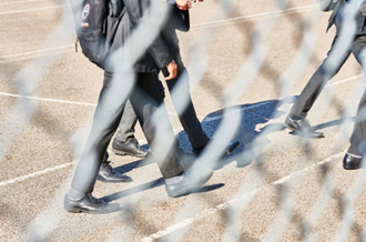 Young people in school playground